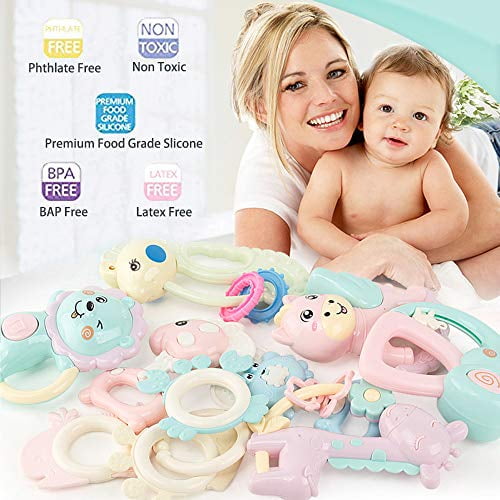 Toddler Baby Shaking Bell Rattles Teether Toys Kids Hand Toys Newborn Gift 
